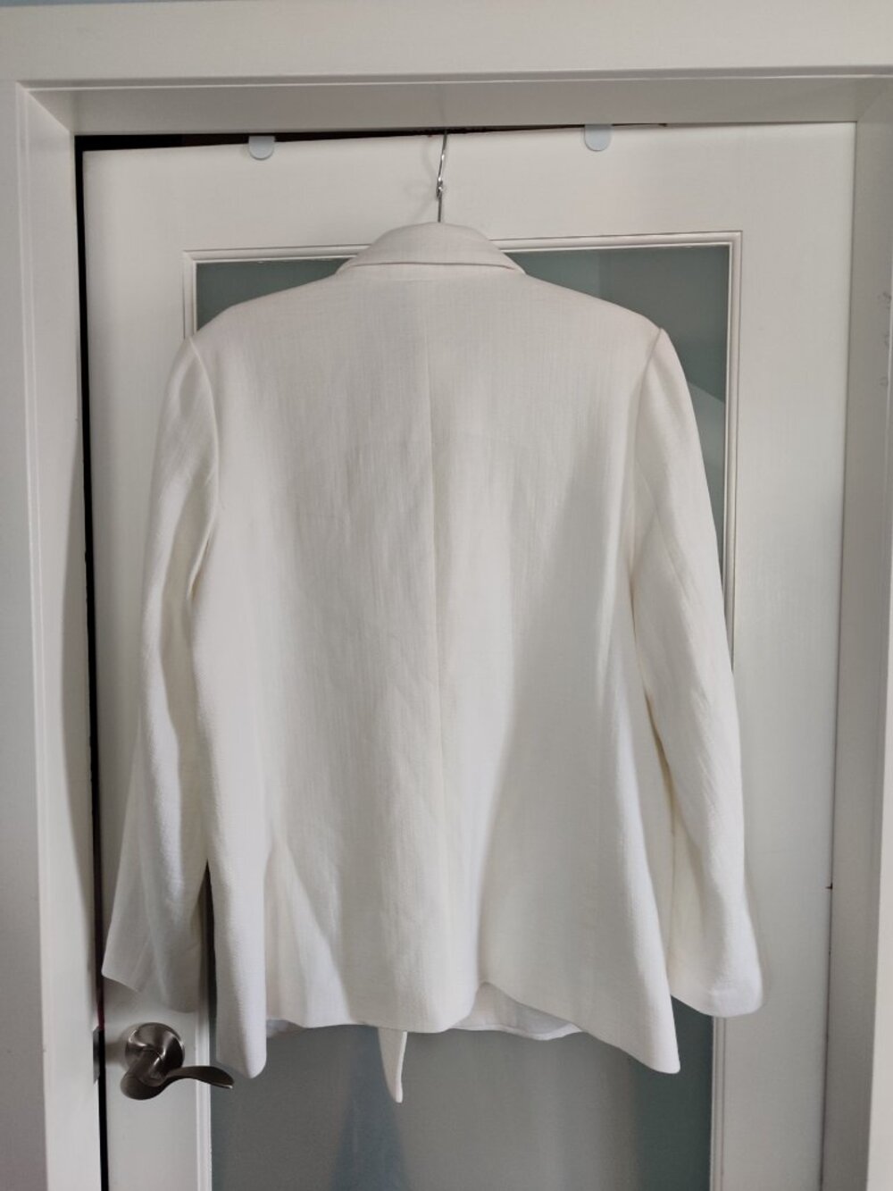 Banana Republic White Breathable Textured Double-Breasted Blazer Size 14 - Picture 2 of 6